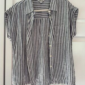 Orvis Blue & White Striped Button-Up Shirt | S